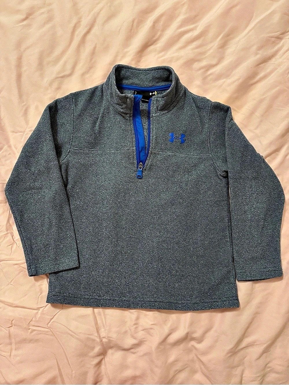 Under Armour Boys' Gray & Blue Half-Zip Pullover Size 7